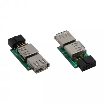 Adaptador USB 2.0 InLine interno 2x conector fêmea USB A para header da placa-mãe 33440I