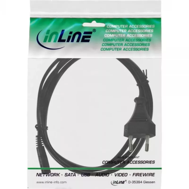 Cabo de alimentação InLine, ficha Euro / ficha Euro8, preto, 2 m