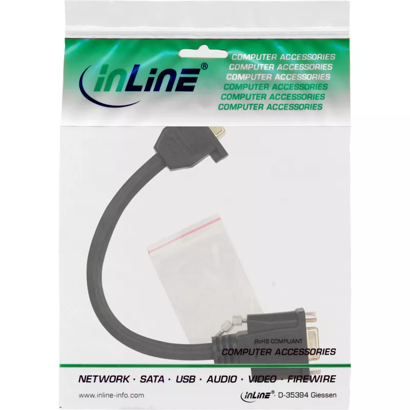 Cabo adaptador VGA InLine 15 pinos VGA fêmea/fêmea 0,2 m