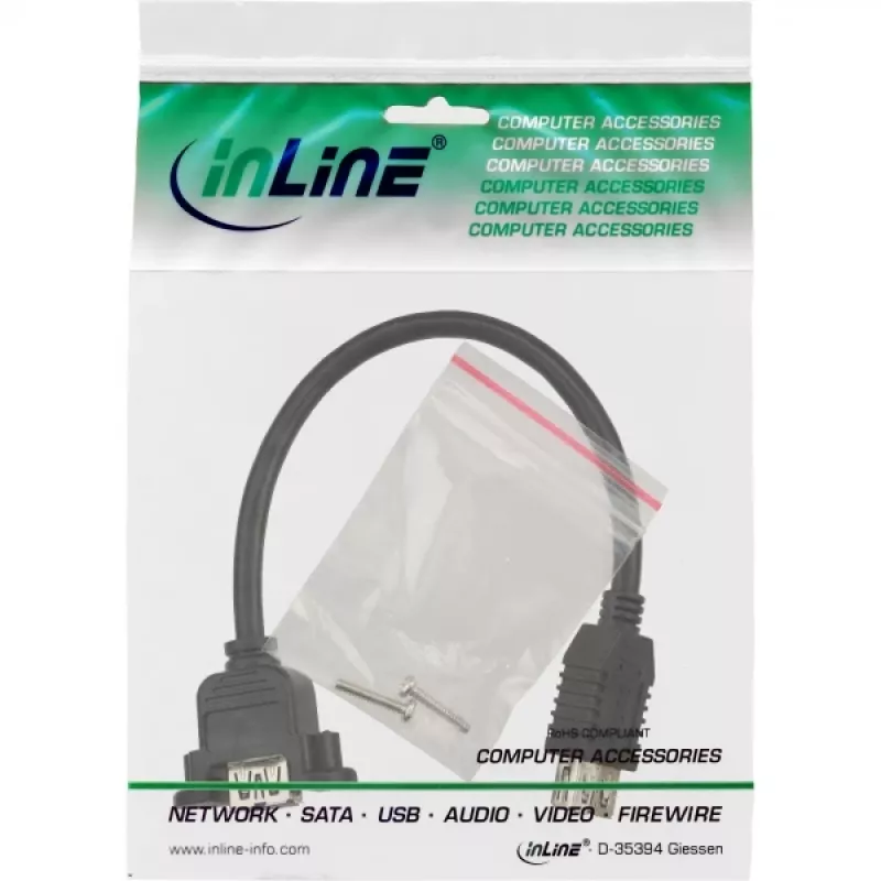 Cabo adaptador USB 3.0 InLine Type-A fêmea / conector de chassis Type-A, 0,20 m