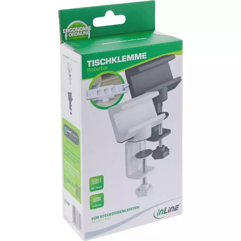 Suporte para régua de tomadas InLine 23193B suporte de fixação por parafuso rotativo preto