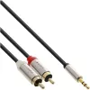 Cabo de áudio 3,5 mm ficha para 2x ficha RCA InLine Basic fino S-99241