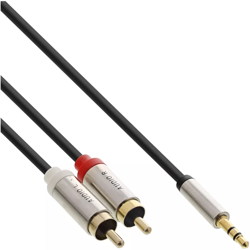 Cabo de áudio 3,5 mm ficha para 2x ficha RCA InLine Basic fino S-99241
