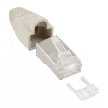 Conector de crimpagem RJ45 8P8C blindado InLine com guia de inserção e proteção anti-dobragem 100 unid.