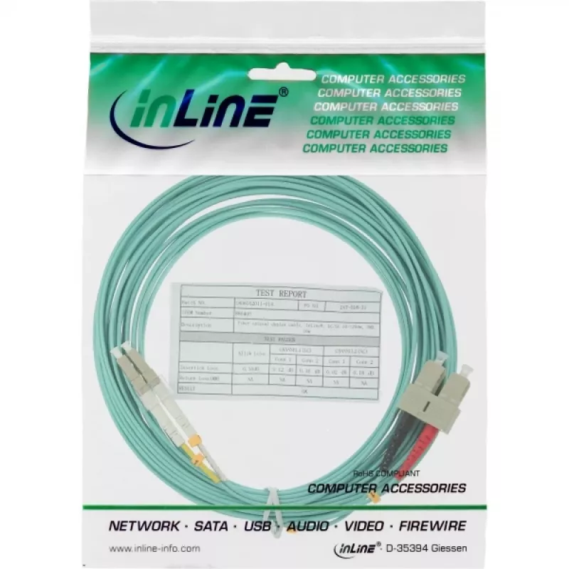 Cabo de fibra ótica duplex LC/SC InLine 88641O 50/125µm OM3 1m