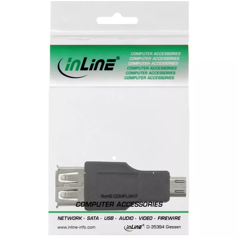Adaptador Micro-USB InLine ficha Micro-B conector fêmea USB A 31604