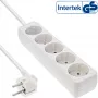 Régua de tomadas InLine, 5 tomadas Schuko CEE 7/3, branca, 1,5 m