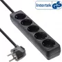 Régua de tomadas InLine, 5 tomadas Schuko CEE 7/3, preta, 1,5m