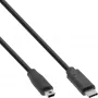 Cabo USB 2.0 InLine, ficha USB-C / ficha Mini-B (5 pinos), preto, 2 m
