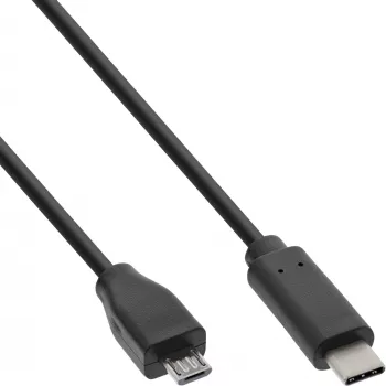 Cabo USB 2.0 InLine, ficha USB-C / ficha Micro-B, preto, 2 m