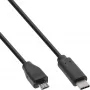 Cabo USB 2.0 InLine, ficha USB-C / ficha Micro-B, preto, 1 m