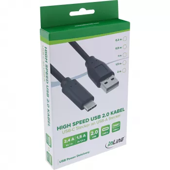 Cabo USB 2.0 InLine 35734 ficha USB-C ficha USB-A preto 1,5 m