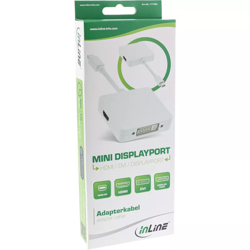 Cabo adaptador InLine Mini DisplayPort para HDMI DVI DisplayPort 17195I