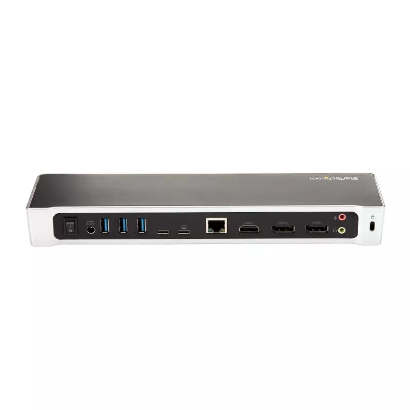 Docking station StarTech.com 4K USB-C, para três monitores UHD 4K, Mac e Windows, USB-C para HDMI e DisplayPort, 60W Power Delivery, hub 5x USB 5Gbit/s – TAA