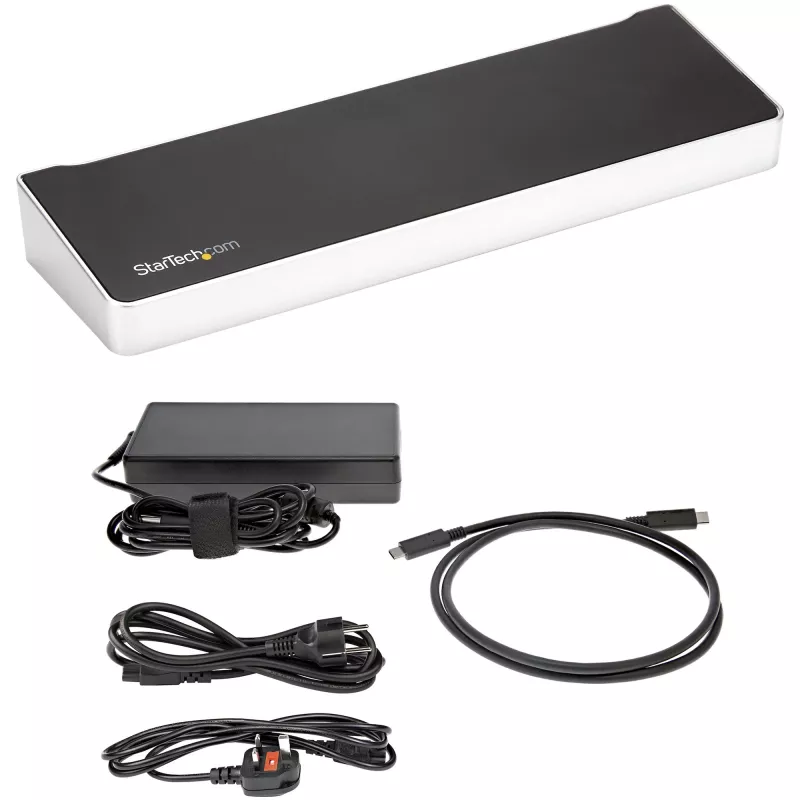Docking station StarTech.com 4K USB-C, para três monitores UHD 4K, Mac e Windows, USB-C para HDMI e DisplayPort, 60W Power Delivery, hub 5x USB 5Gbit/s – TAA