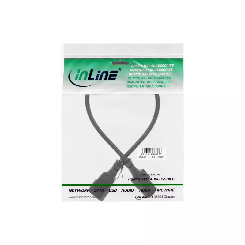Extensão de cabo de alimentação C13 C14 InLine 16605 preto 0,5 m