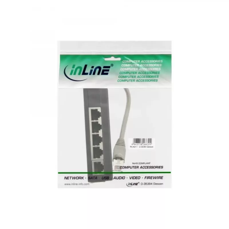 InLine Splitter RDIS 5x RJ45 fêmea cabo de 15cm com resistências de terminação