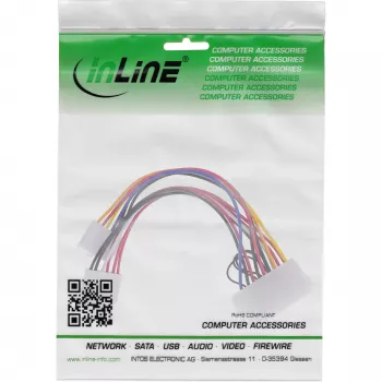 Cabo adaptador de alimentação ATX InLine / conetor clássico P8/P9-A para placa-mãe AT 0,20 m