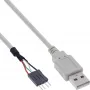 Cabo adaptador USB 2.0 InLine, USB Type-A macho / ficha pin-header, 0,40 m