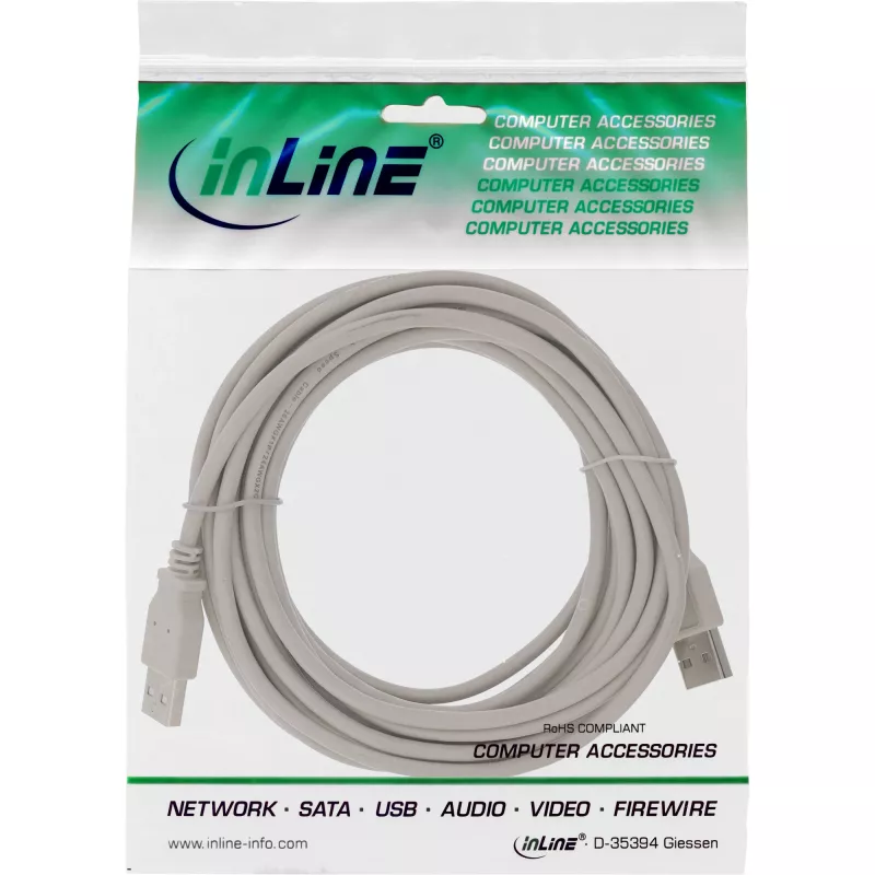Cabo USB 2.0 Type-A macho/macho bege, 0,5 m, InLine 34305H