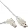 Cabo USB 2.0 InLine angular à esquerda Type-A macho / B macho transparente, 2 m
