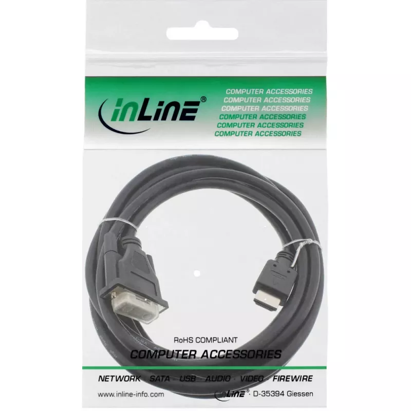 Cabo InLine HDMI-DVI, HDMI macho / DVI macho 18+1 preto, 3 m