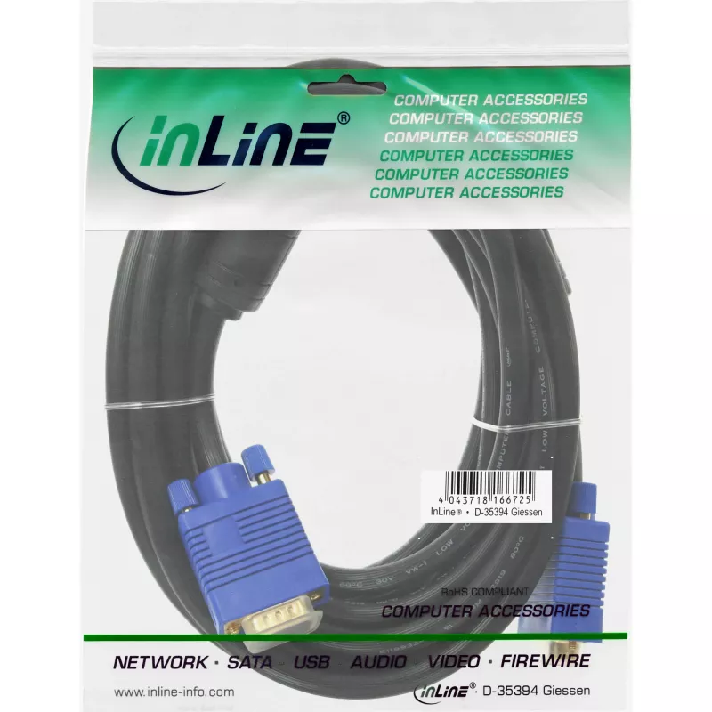 Cabo S-VGA InLine Premium 15HD macho/macho preto, 1 m