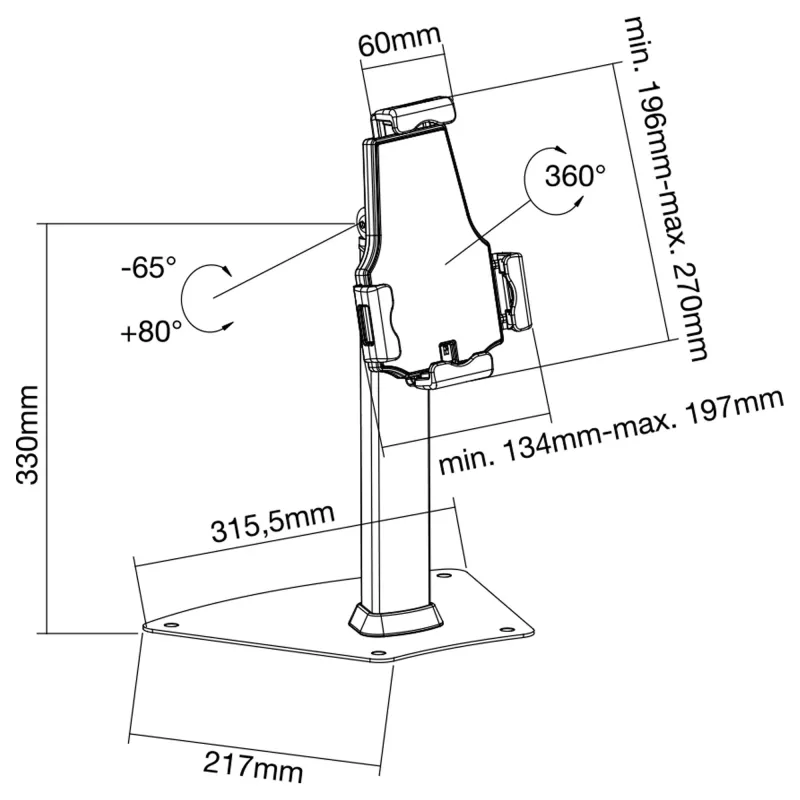 Suporte de mesa para tablet InLine em alumínio com fecho, universal para 7,9