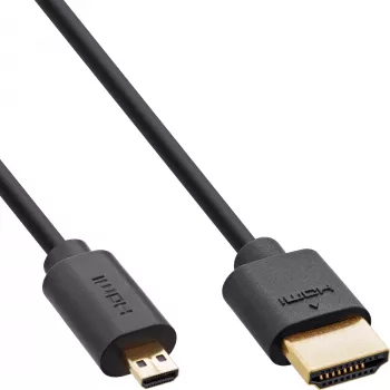 Cabo HDMI Ultra High Speed fino InLine AM/DM 8K4K dourado preto 0,3m