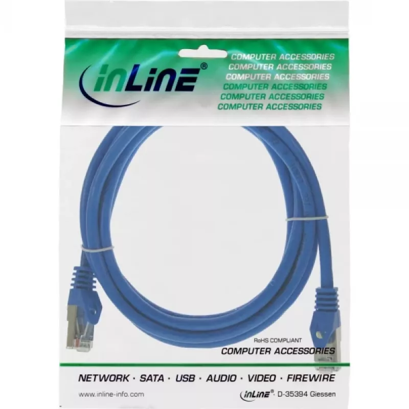Cabo de rede F/UTP Cat.5e InLine azul 1,5 m