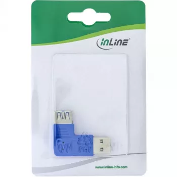 Adaptador USB 3.0 Type-A macho / Type-A fêmea angular à esquerda 90° InLine 35300M