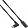 Cabo USB 3.2 Gen.1x2 InLine, ficha USB-C angular / conector fêmea, preto, 1m
