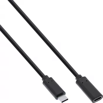 Cabo de extensão USB 3.2 Gen.1x2 InLine, ficha/conector fêmea USB-C, preto, 1,5m