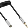 Cabo áudio em espiral fino InLine ficha/conector fêmea 3,5 mm, 4 polos, estéreo, 1 m