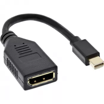 Cabo adaptador Mini DP macho para DisplayPort fêmea InLine, 4K2K, preto, 0,15m