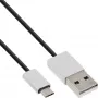 Cabo Micro-USB 2.0 InLine, USB Type-A / Micro-B M/M, preto/alu, flexível, 3 m