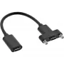 Cabo com flange InLine USB 3.2 C fêmea / fêmea, preto, 0,20 m