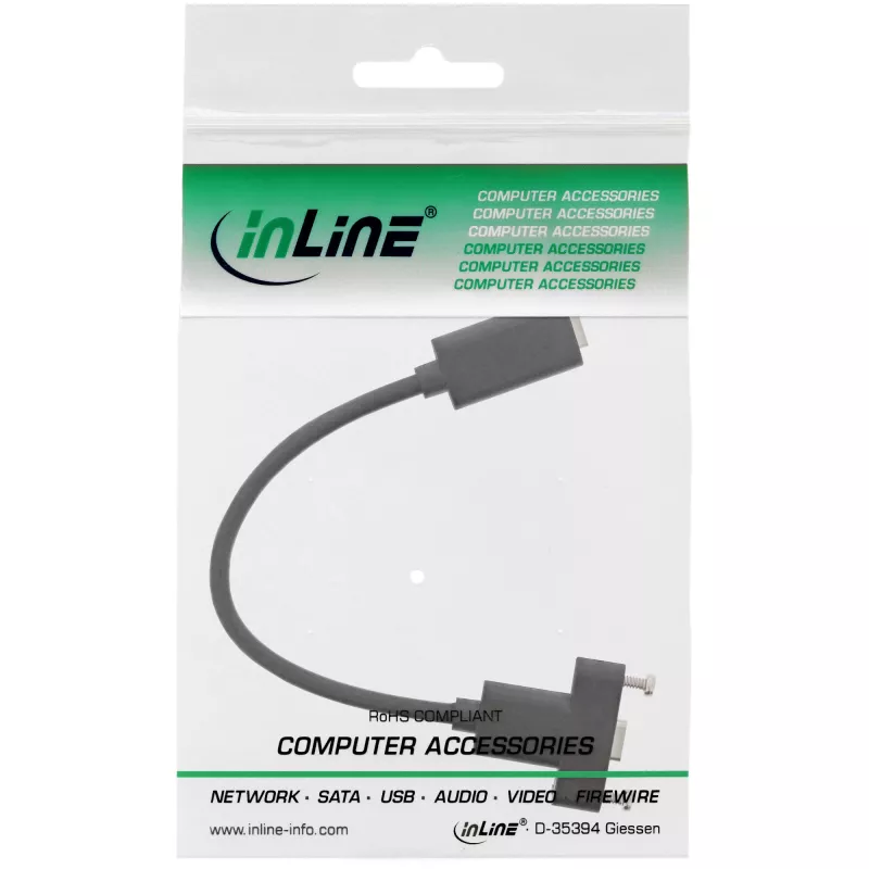 Cabo com flange InLine USB 3.2 C fêmea / fêmea, preto, 0,20 m