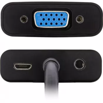 Cabo conversor InLine HDMI para VGA com áudio, conversor de vídeo ativo, preto