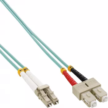 Cabo de fibra ótica duplex InLine LC/SC 50/125µm OM3 15m