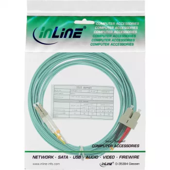Cabo de fibra ótica duplex InLine LC/SC 50/125µm OM3 15m
