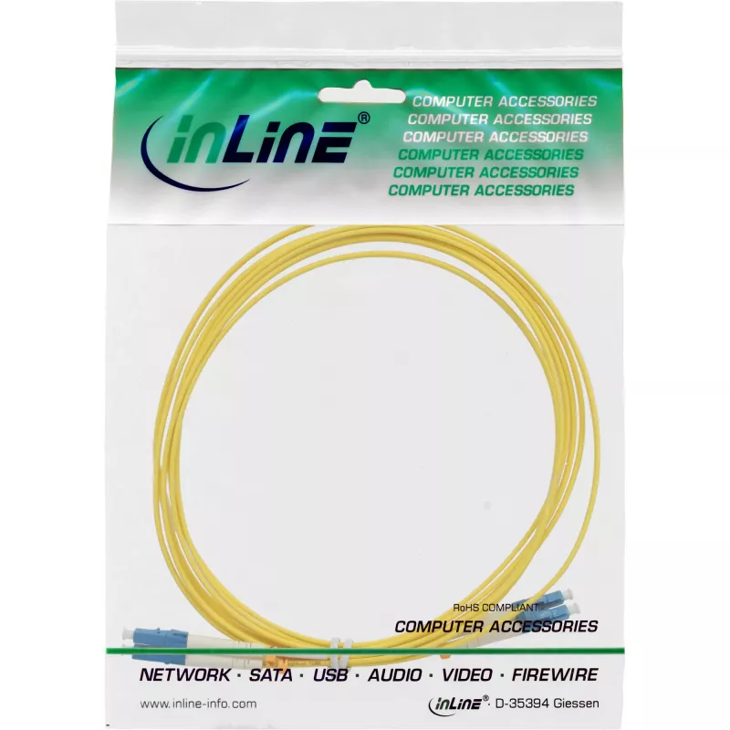 Cabo de fibra ótica duplex InLine LC/LC 9/125µm OS2 7,5 m