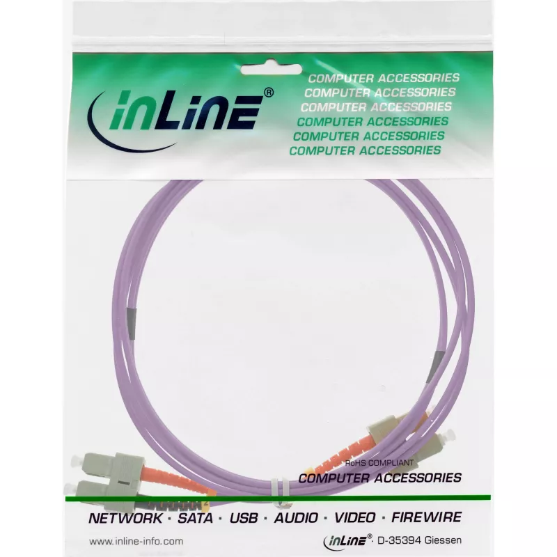 Cabo de fibra ótica duplex SC/SC InLine 83555P 50/125µm OM4 0,5m