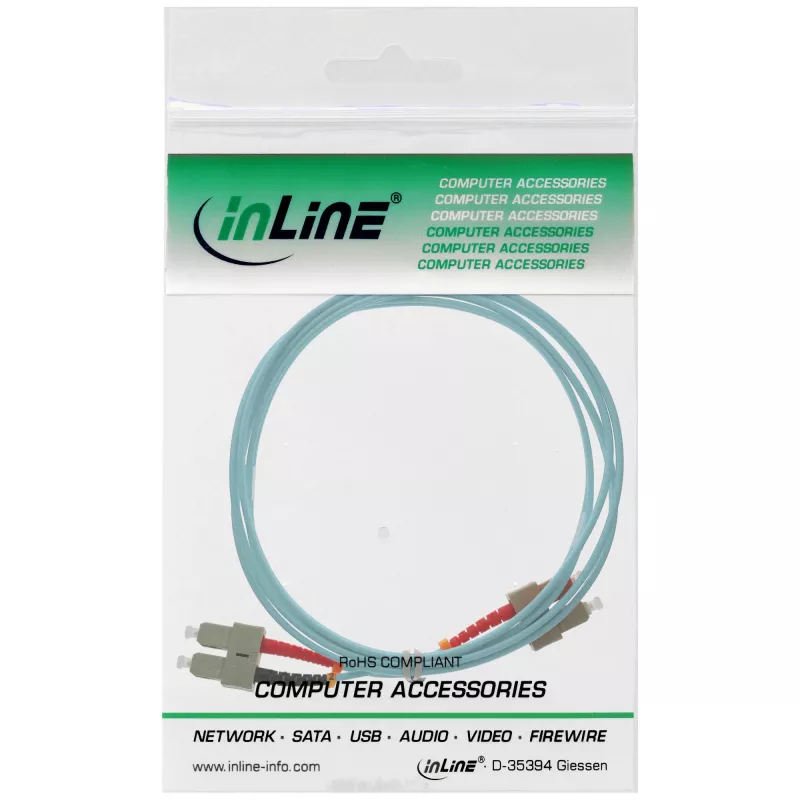 Cabo de fibra ótica duplex InLine SC/SC 50/125µm OM3 25m