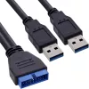 Cabo adaptador InLine USB 3.0 Premium 2x ficha USB-A / header de placa-mãe, 0,40 m