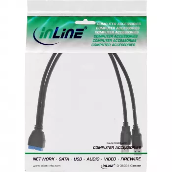 Cabo adaptador InLine USB 3.0 Premium 2x ficha USB-A / header de placa-mãe, 0,40 m