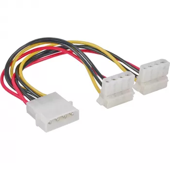 Cabo de alimentação Y interno InLine 1x Molex 4 pinos / 2x Molex 4 pinos angular 0,15 m