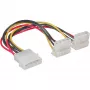 Cabo de alimentação Y interno InLine 1x Molex 4 pinos / 2x Molex 4 pinos angular 0,15 m