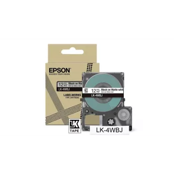 Fita de etiquetas Epson LK-4WBJ preto branco transferência térmica 1,2 cm