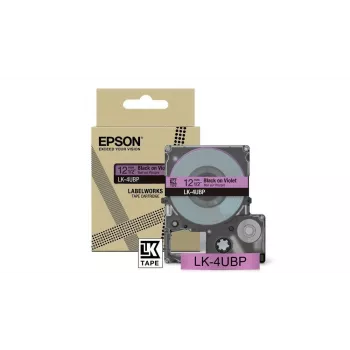 Fita de etiquetas Epson LK-4UBP preto roxo impressão térmica 1,2 cm